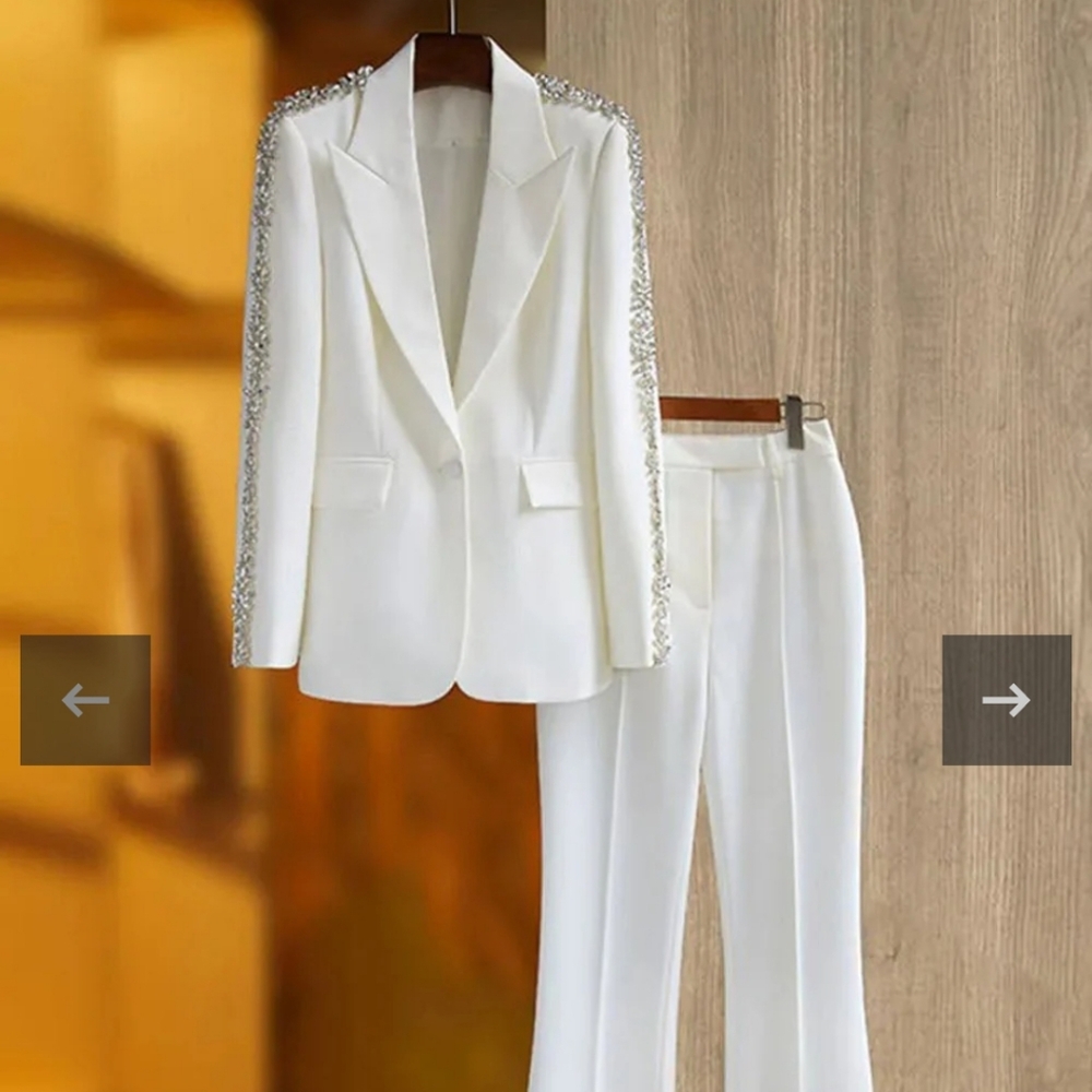 Elegant White Women's Suit Set